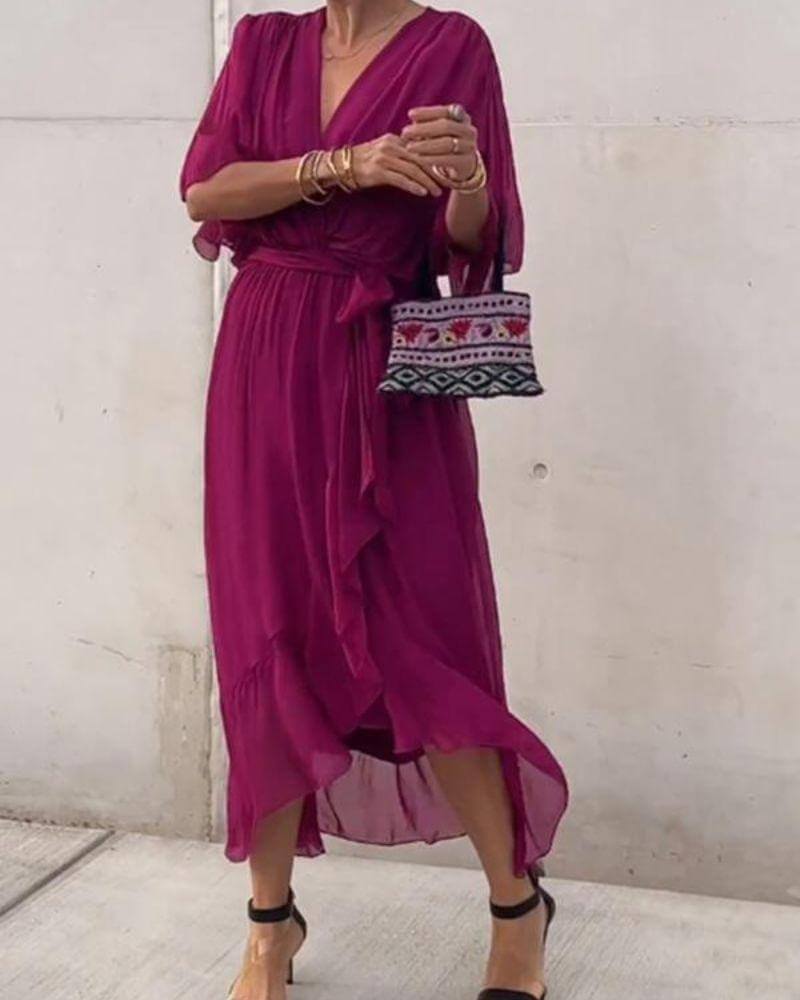 Flowy Crossed Midi Dress