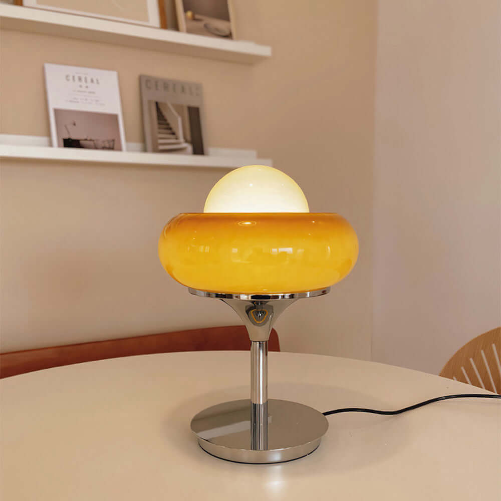 Vintage Yellow Glass Table Lamp
