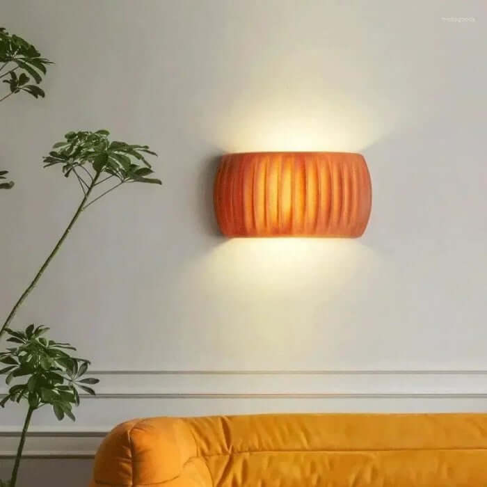 Ribbed Resin Wall Sconce - Art Deco Style