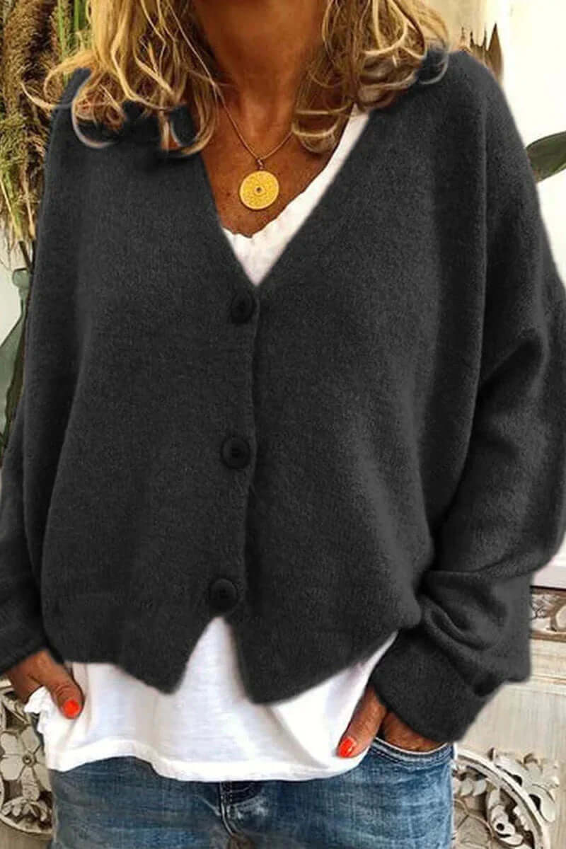 Knitted Patchwork V-Neck Women's Cardigan