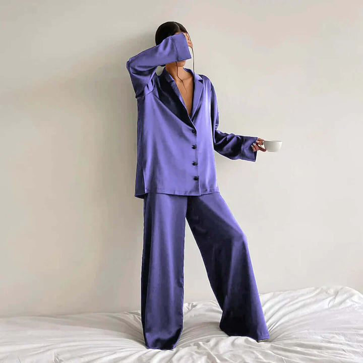 Women's Button-Up Shirt & Wide-Leg Pants