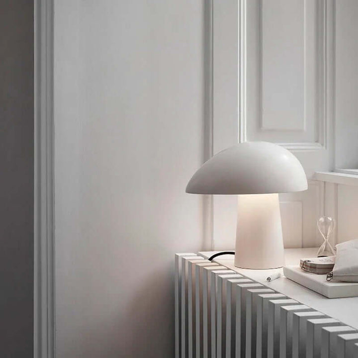 Modern Wood Table Lamp with Mushroom Design