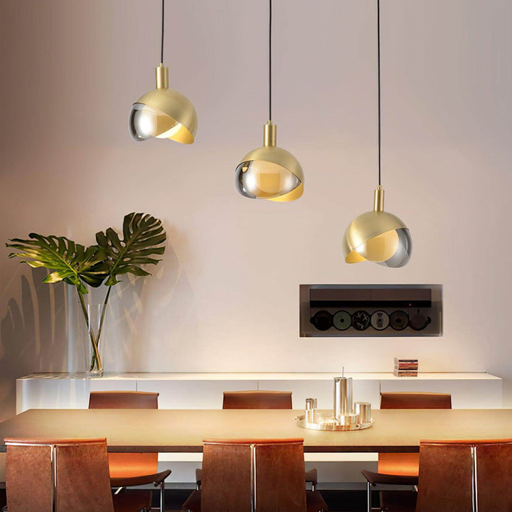Adjustable Metal Pendant Light with Glass Shade