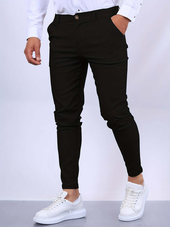 Men's Slim Fit Tailored Trousers with Pockets
