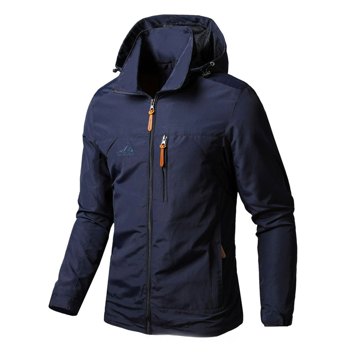 Men's Zip-Up Jacket with Water-Resistant Design and Collar