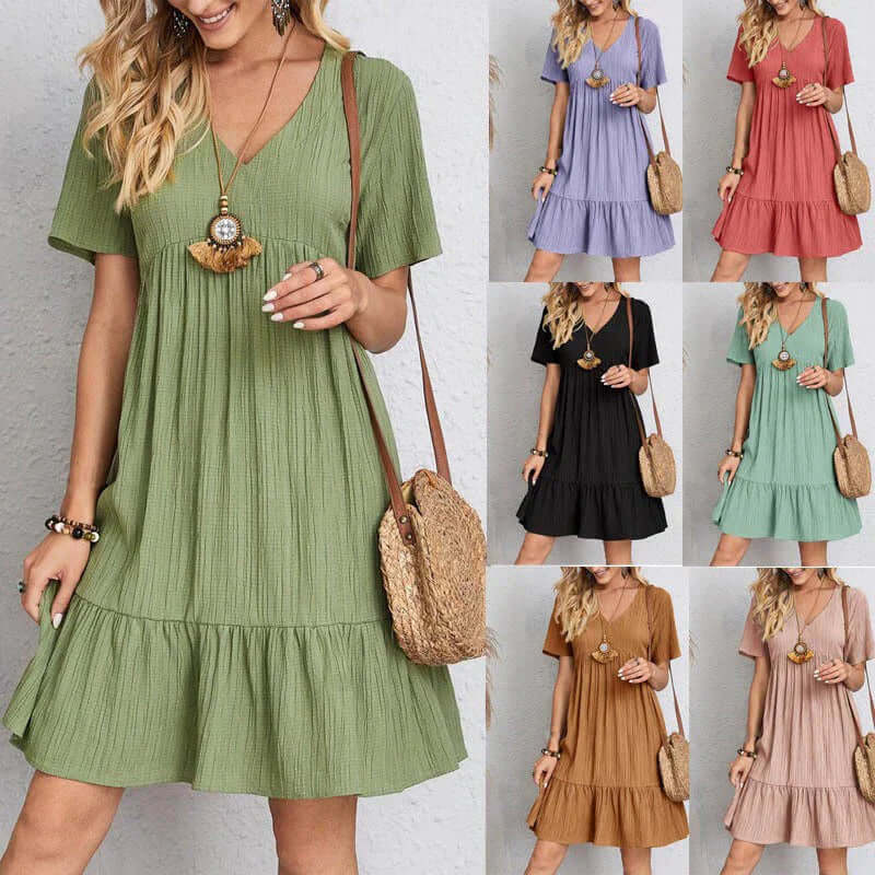 Bohemian V-Neck Mini Dress