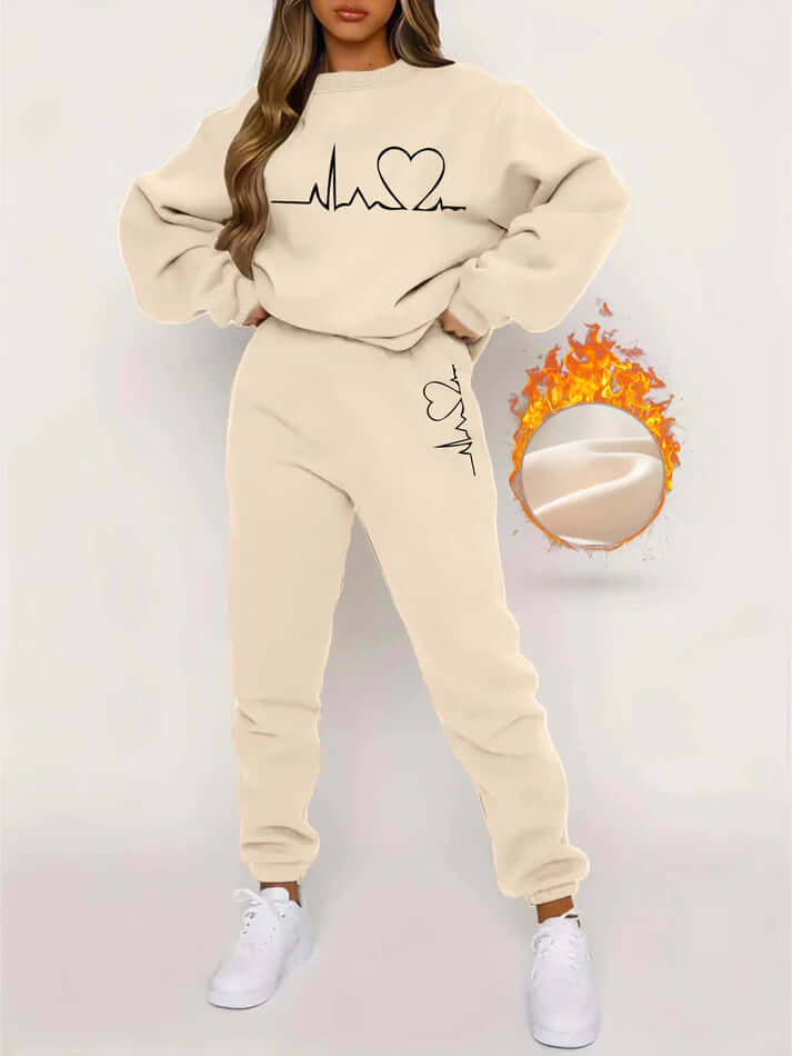 Heartbeat Print Sweater & Joggers Set