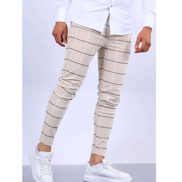 Men's Casual Checkered Ankle-Length Pants