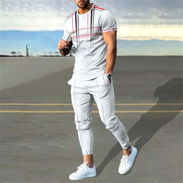 Men's Colour Block Two-Piece Set