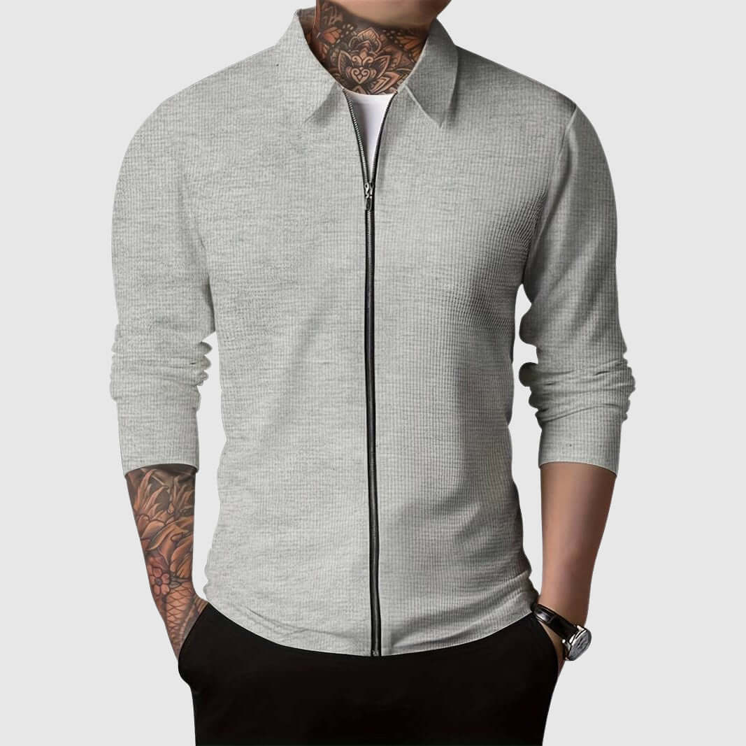 Men's Waffle Knit Zip-Up Jacket