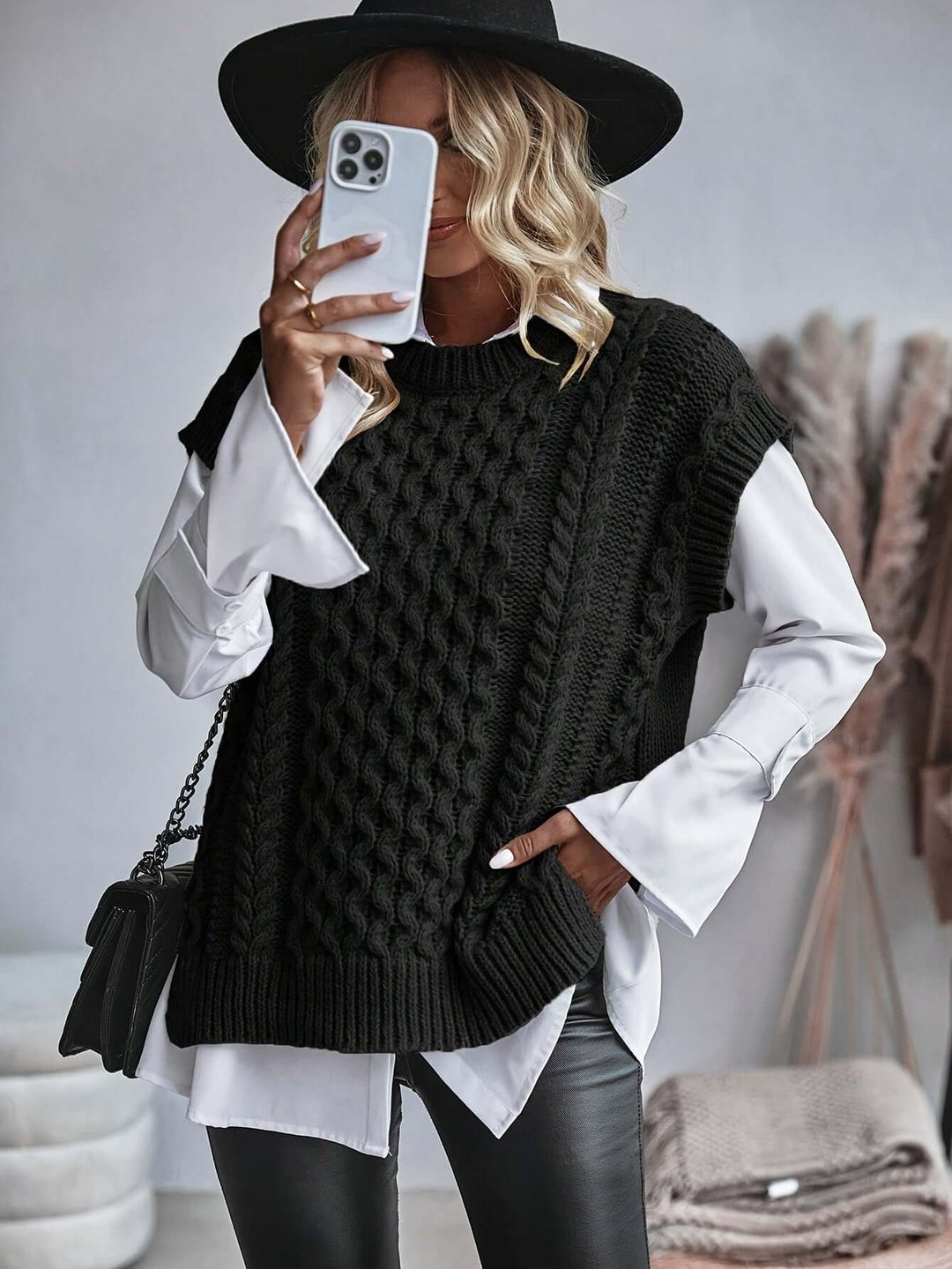 Cable Knit Sweater Vest for Women