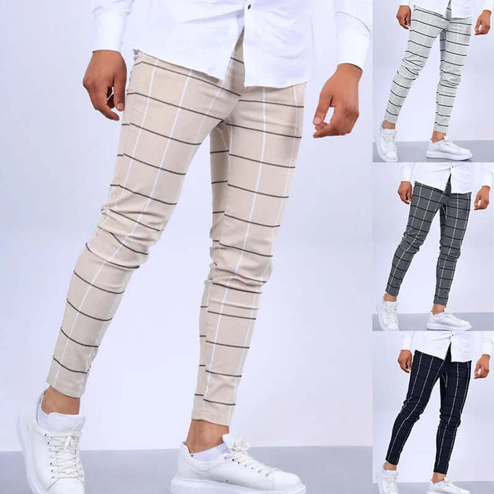 Men's Casual Checkered Ankle-Length Pants