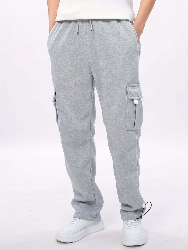 Men's Fleece Cargo Joggers with Multiple Pockets