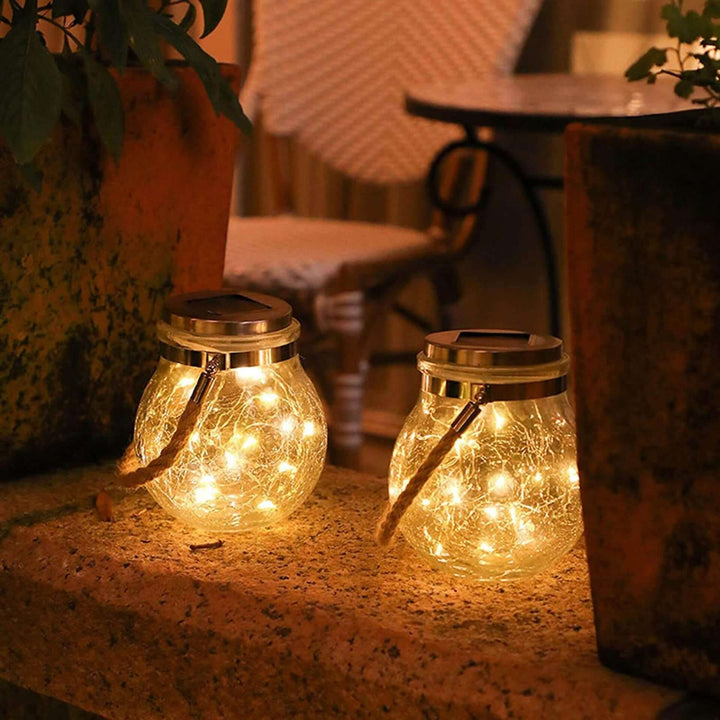 Solar Glass Garden Light with Ice-Crackled Pattern