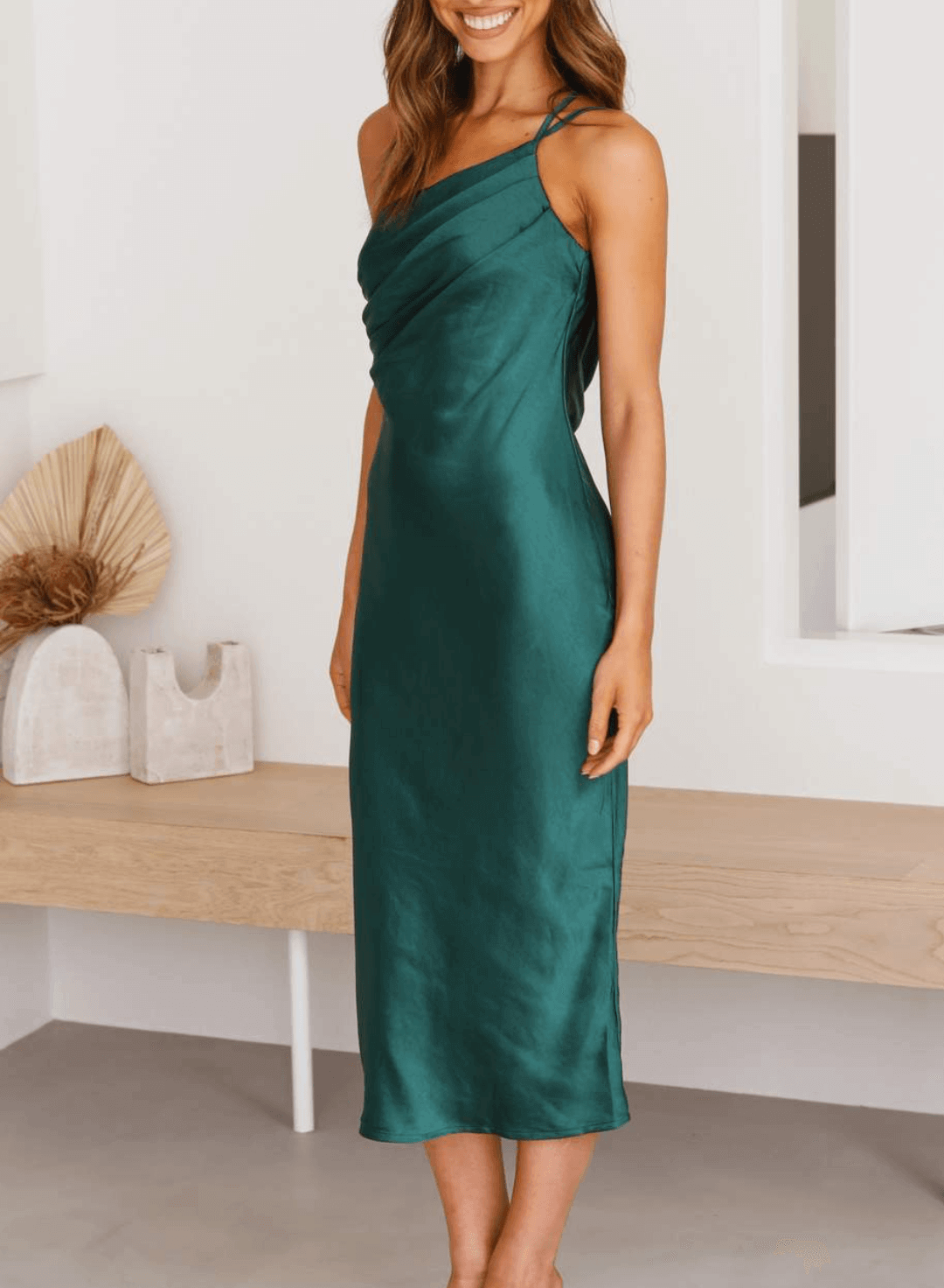 Satin Midi Slip Dress