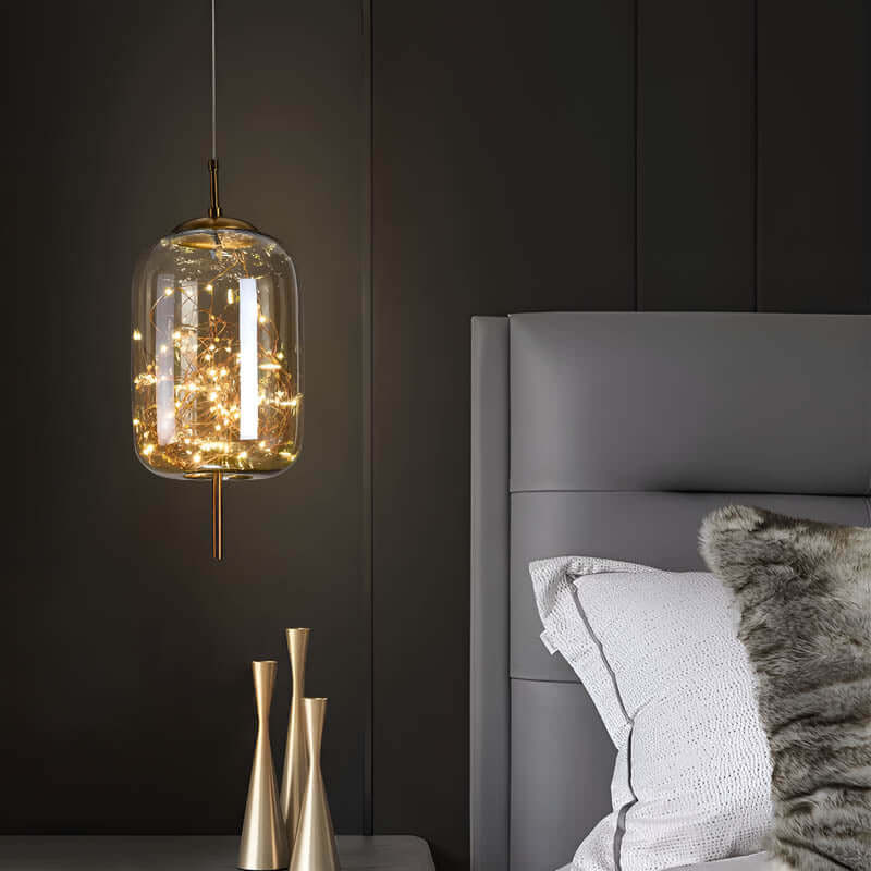 Brown Glass Pendant Light with Multiple Lights