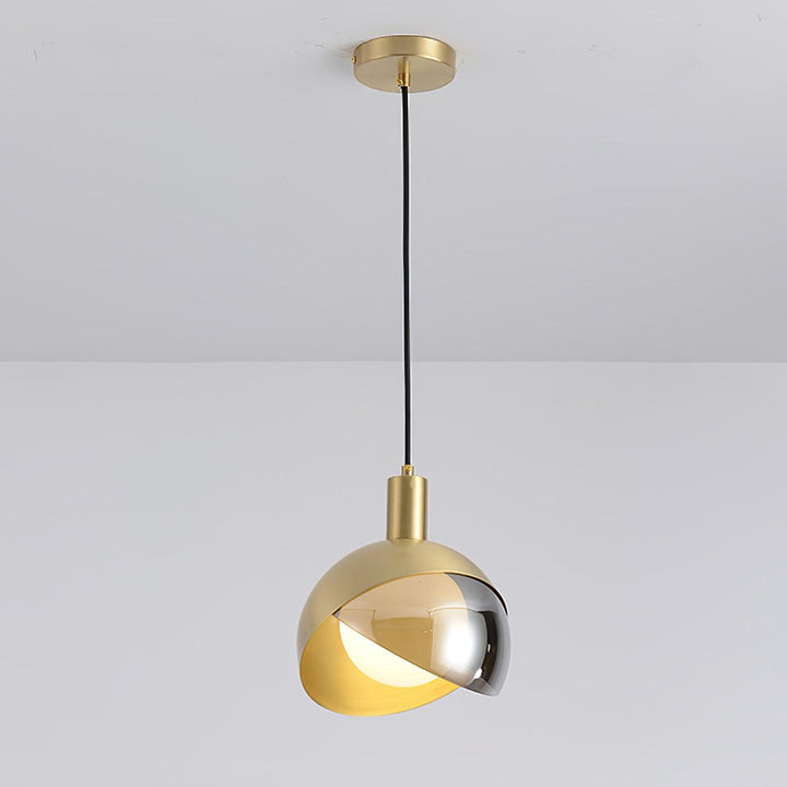Adjustable Metal Pendant Light with Glass Shade