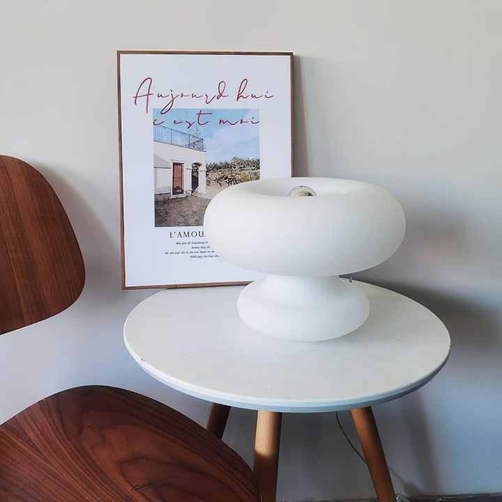Modern Round Table Lamp with Metal Accent