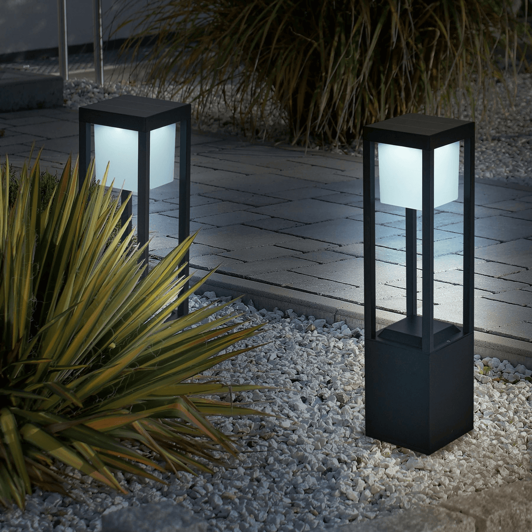 60cm Solar Cube Garden Light Outdoor Warm White LED