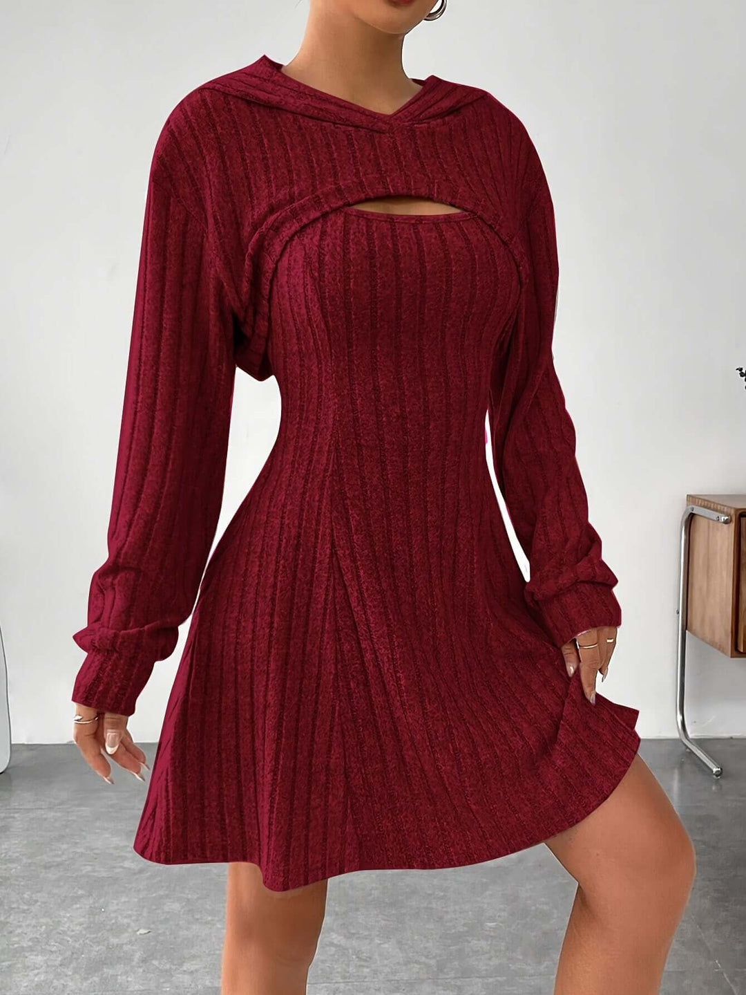 Cutout Ribbed Knit Dress