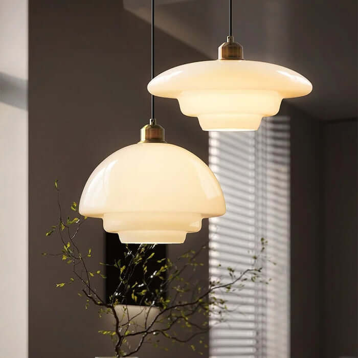 Modern White Glass Pendant Light Fixture