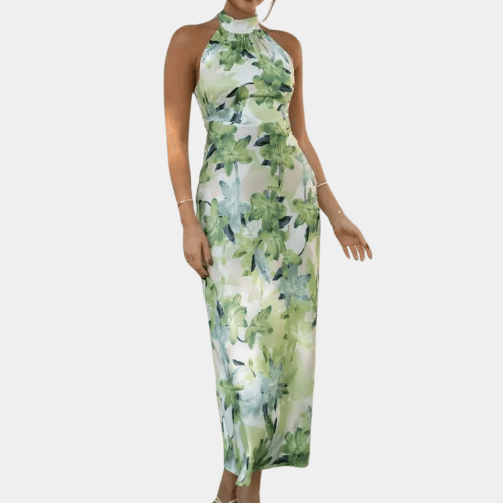 Floral Halter Neck Midi Dress