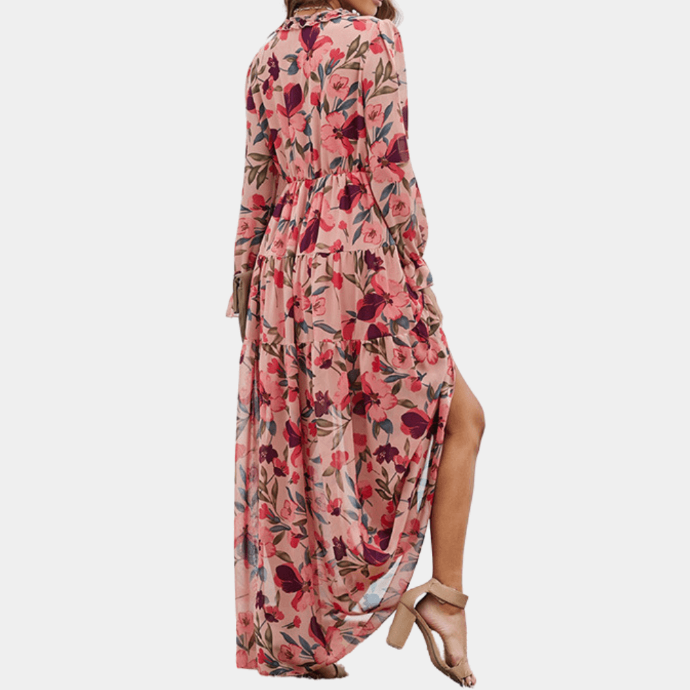 Floral Chiffon Maxi Dress - Elegant