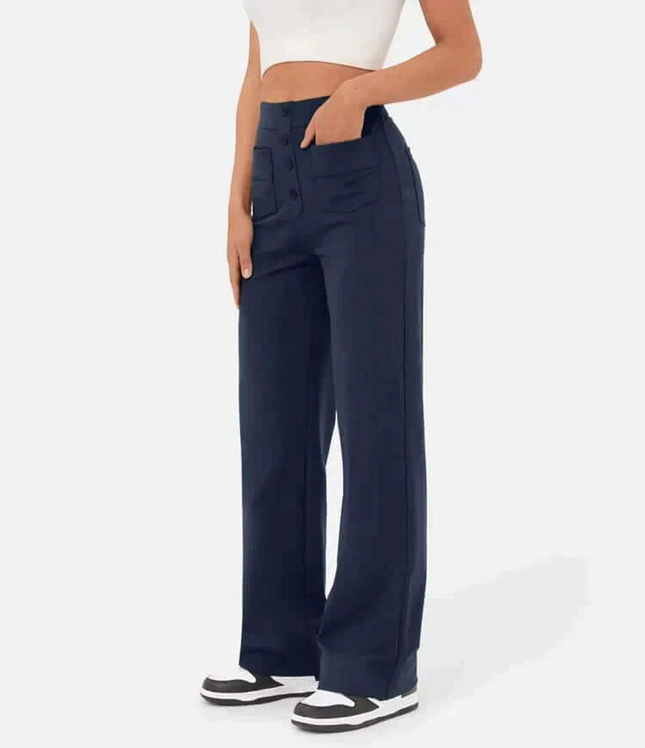 High-Waisted Straight Leg Trousers