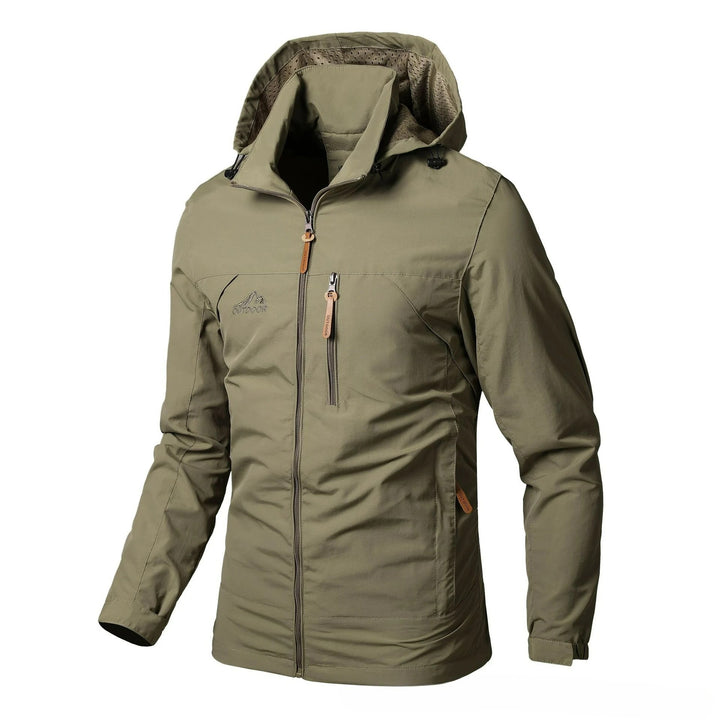 Men's Zip-Up Jacket with Water-Resistant Design and Collar