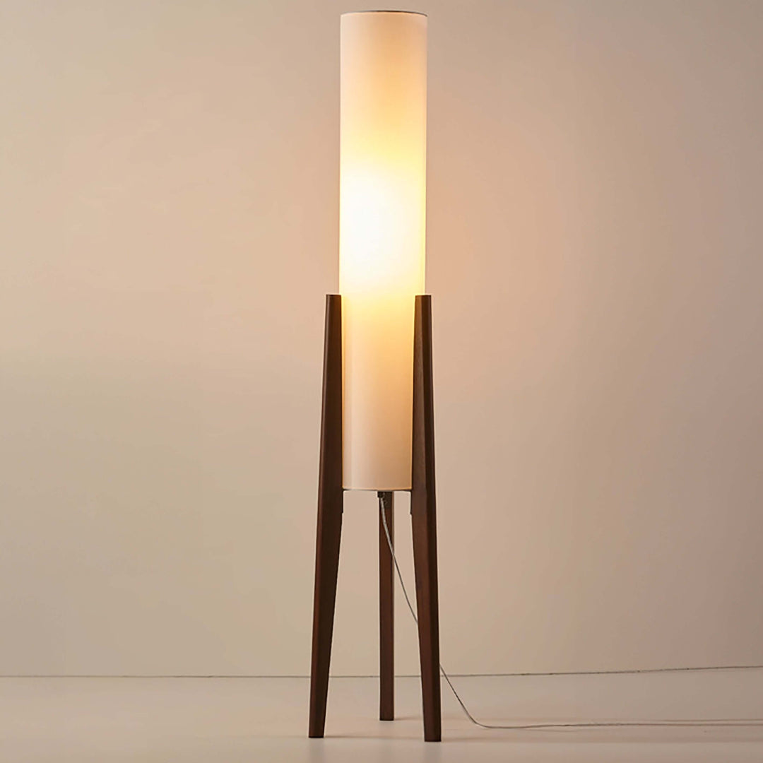 Solid Wood Floor Lamp with Fabric Shade