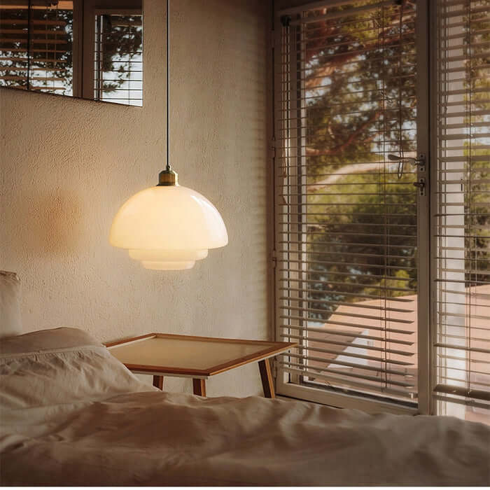 Modern White Glass Pendant Light Fixture