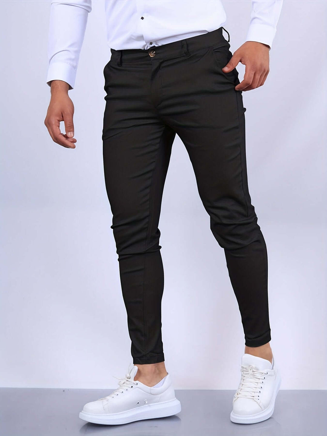 Men's Slim Fit Tailored Trousers with Pockets