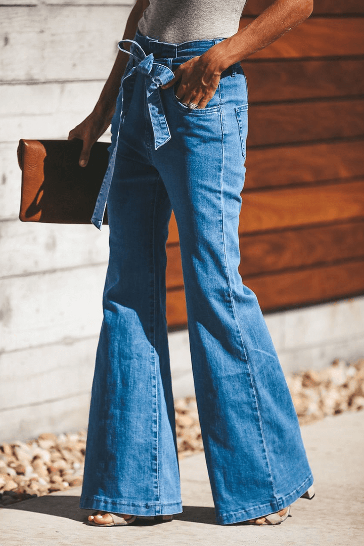 Women's Bootcut Trousers with Belt
