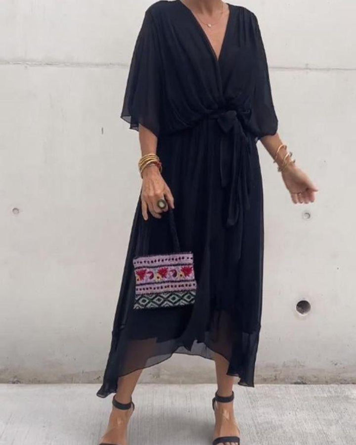 Flowy Crossed Midi Dress