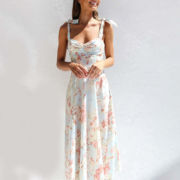 Elegant Floral Midi Dress - Summer Dress