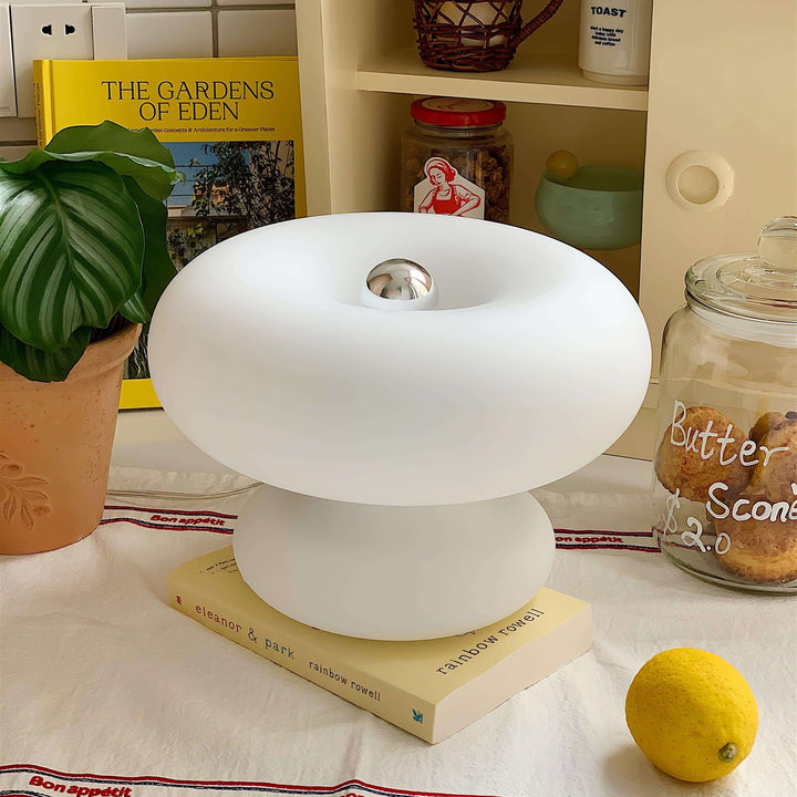 Modern Round Table Lamp with Metal Accent