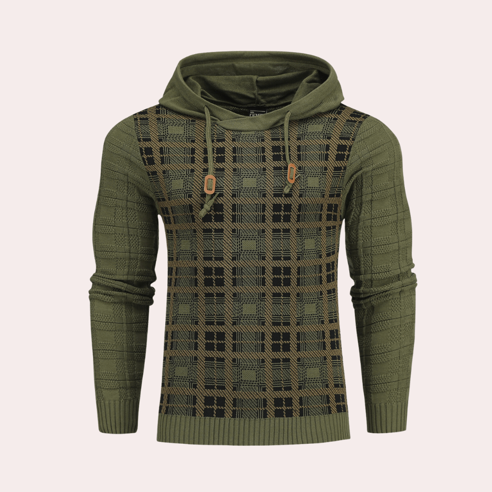 Men's Checkered Knit Sweater - Warm - Stylish