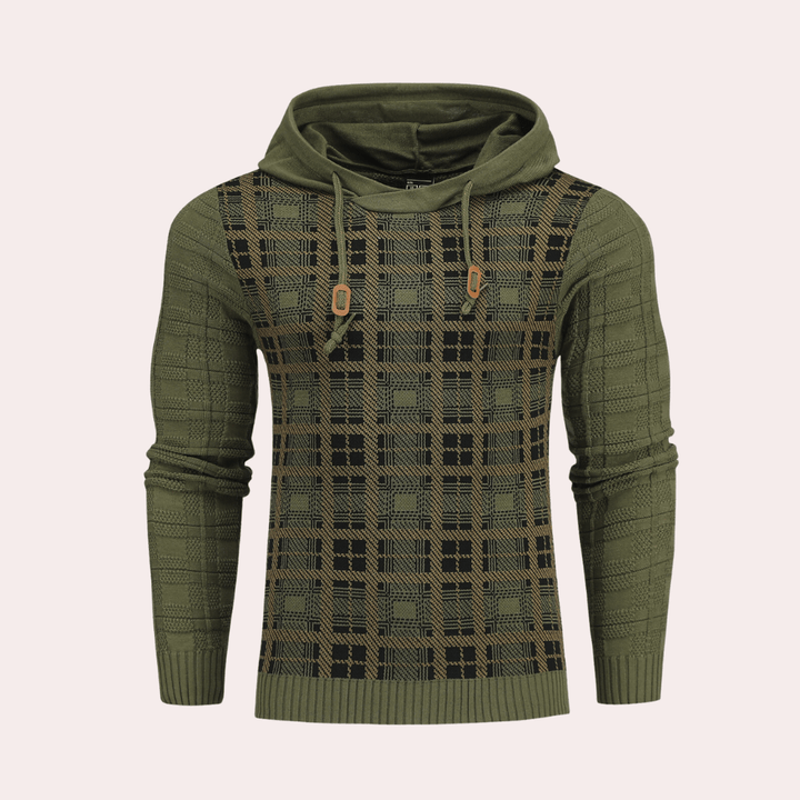 Men's Checkered Knit Sweater - Warm - Stylish