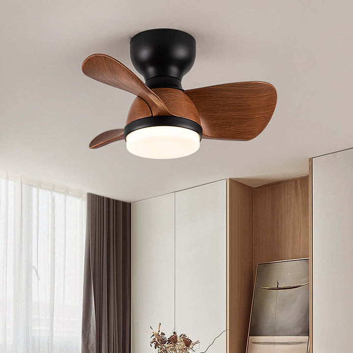 Modern Wooden Ceiling Fan with LED Light