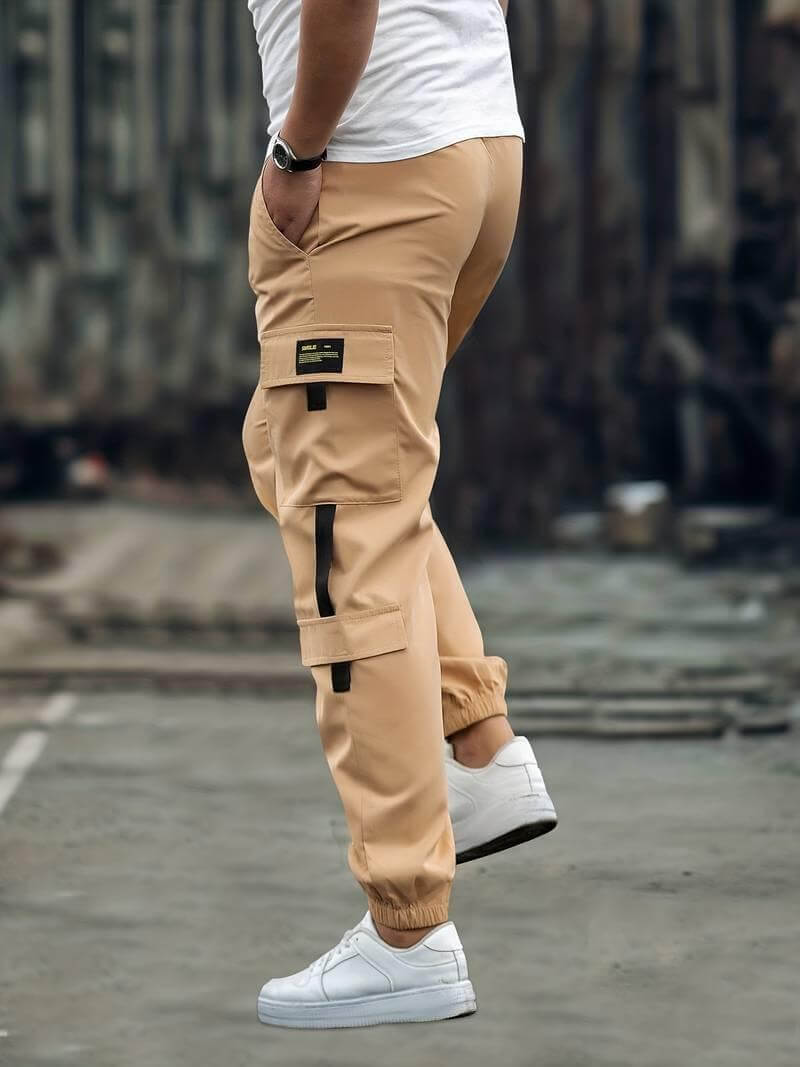 Men's Relaxed Fit Cargo Joggers with Drawstring