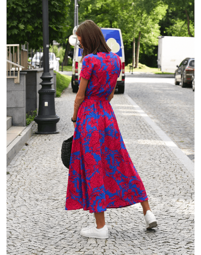Casual Maxi Dress - Elegant V-Neck
