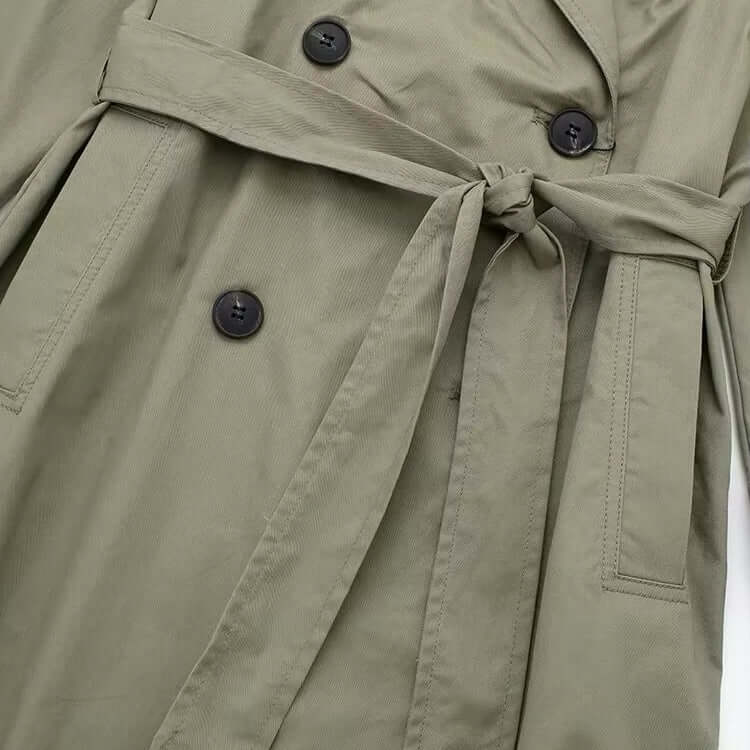 Elegant Double Breasted Belted Ladies Trench Coat