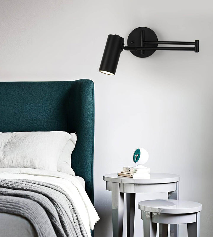 Adjustable Metal Swing Arm Wall Lamp with Integrated LED