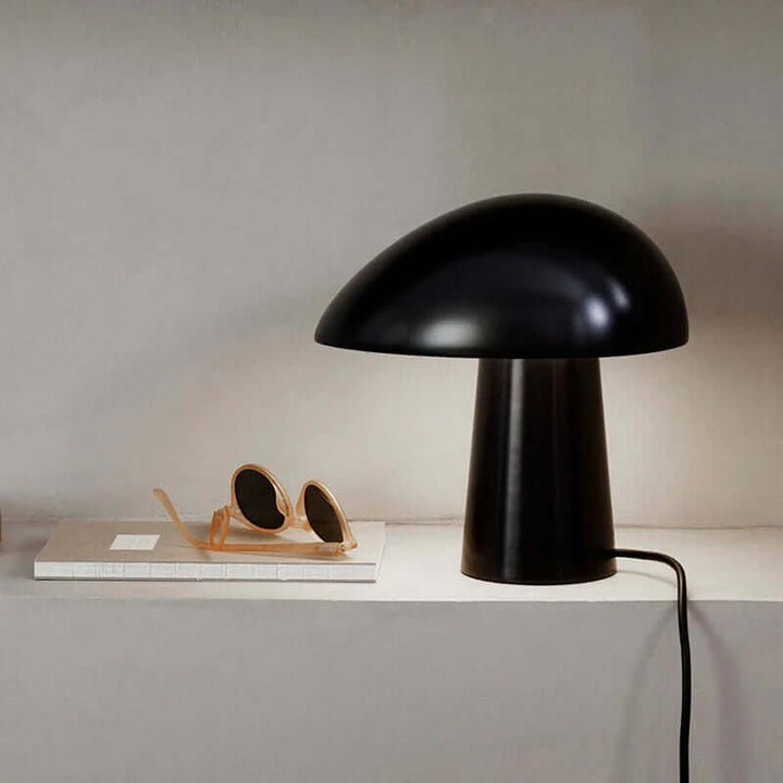Modern Wood Table Lamp with Mushroom Design