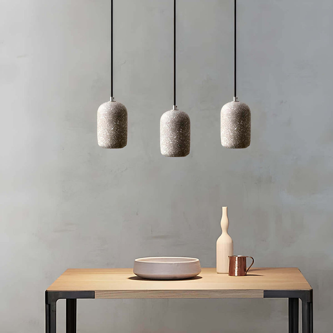Modern Industrial Pendant Light Fixture, Cement, Glass, Dia 16cm