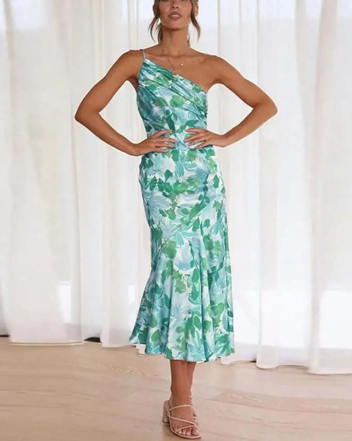 Elegant One-Shoulder Midi Dress