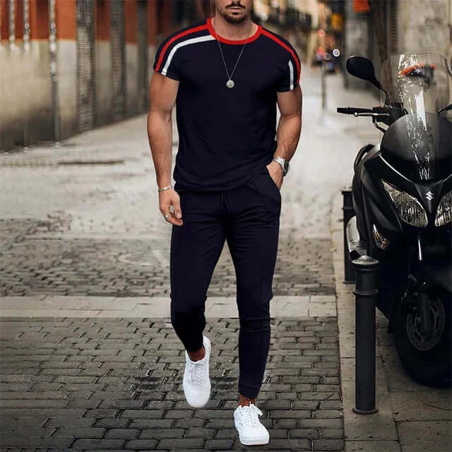 Men's Colour Block Two-Piece Set