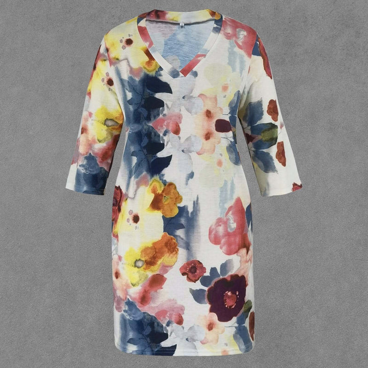 Floral Watercolor Print Midi Dress
