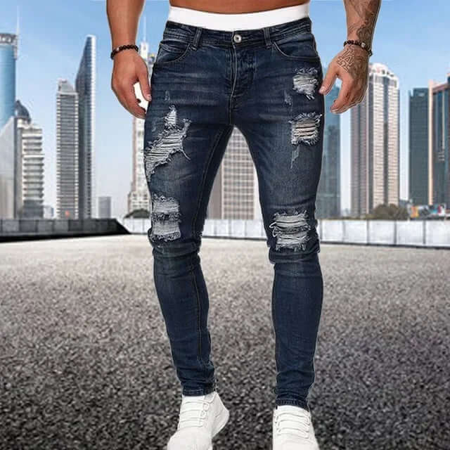 Men's Flocked Skinny Jeans