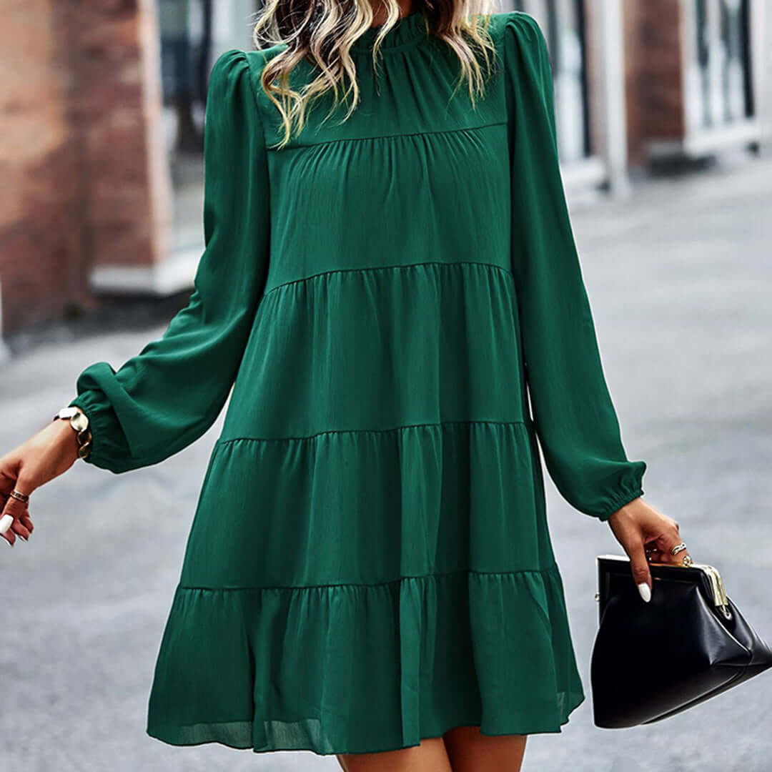 Tiered Ruffle Collar Dress - Modern